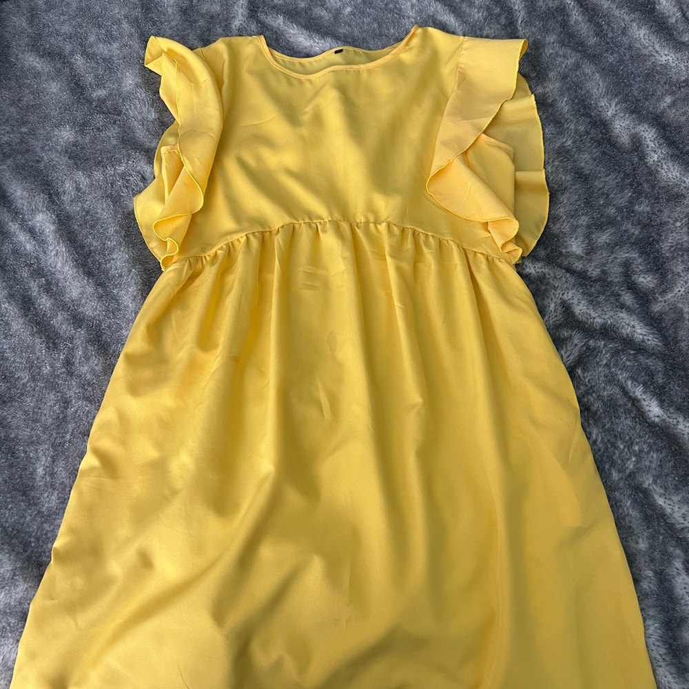 SHEIN Yellow Ruffled Tiered Sundress